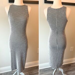 Caution To The Wind Black and White Striped Midi Dress